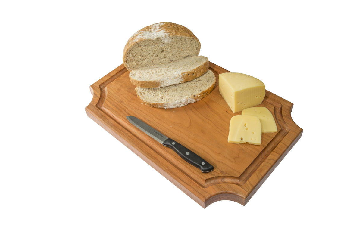 Cherry Cutting Board bread and cheese
