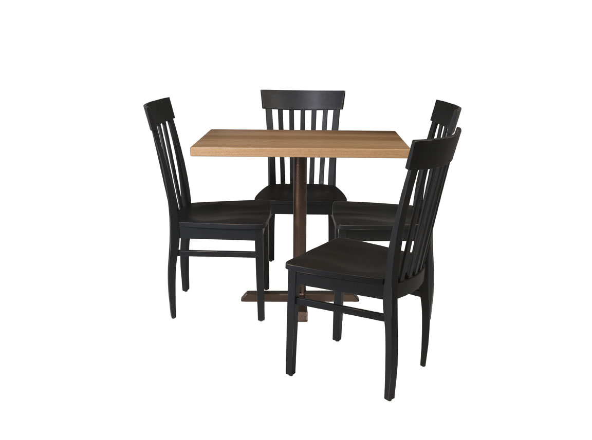red oak straight angle four chair set
